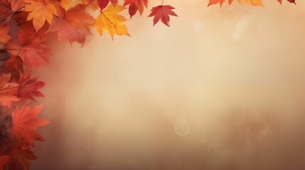Naklejka na ściany i meble Autumn Leaves with Empty Copy Space Background. Generative AI