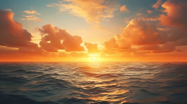 Beautiful sunset over the sea, Nature background, Generative AI illustrations.