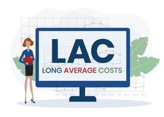 LAC - LONG AVERAGE COSTS. acronym business concept. vector illustration concept with keywords and icons. lettering illustration with icons for web banner, flyer, landing page