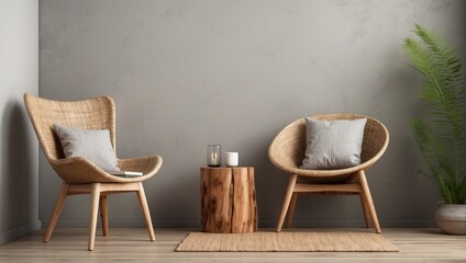 Wall Mockup with Chair