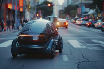 Fototapeta premium Photo of an unmanned vehicle. The car of the future.