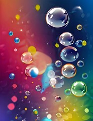 abstract pc desktop wallpaper background with flying bubbles on a colorful background Generative AI