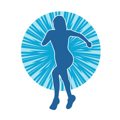 Silhouette of a sporty woman in running pose. Silhouette of a female run pose.
