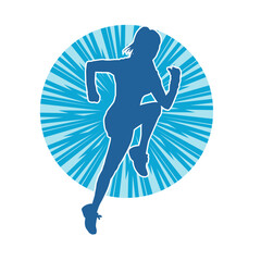 Silhouette of a sporty woman in running pose. Silhouette of a female run pose.
