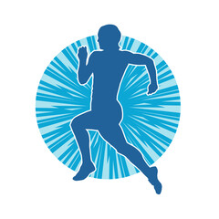 Silhouette of a sporty woman in running pose. Silhouette of a female run pose.
