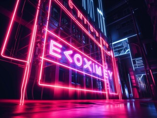 Dynamic Neon Energy Wall Background. Generative AI