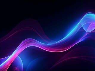 Obraz premium Glowing Power Neon Waves on Black Background. Generative AI