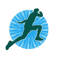 Silhouette of a sporty man in running pose. Silhouette of a male run pose.