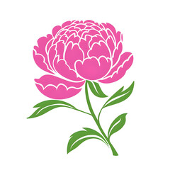 A logo illustration of a delicate peony flower on a clean white canvas. Created with generative AI.