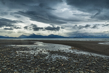 Alaska mountains, glacier, forest, view of Homer spit