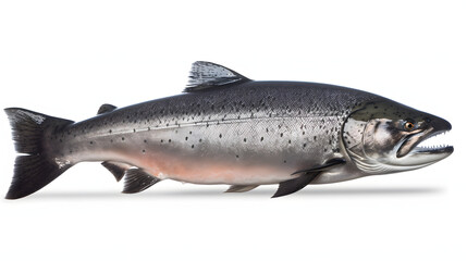 Chinook Salmon, realistic, white background, png, transparent, illustration, gamefish, saltwater fish, generative ai