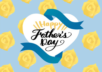 父の日の黄色いバラの花のベクターPOP