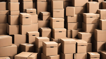 Many cardboard boxes. A warehouse filled with cardboard boxes