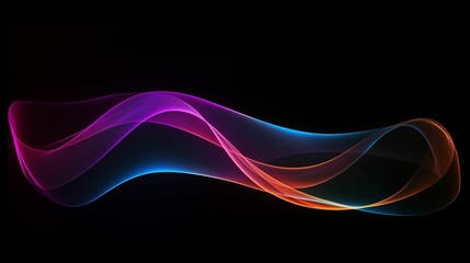 Glowing Neon Energy Waves Isolated on Black Background. Generative AI