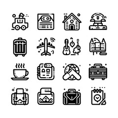 traveling line icons set