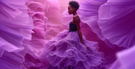 A beautiful model girl in an elegant dress