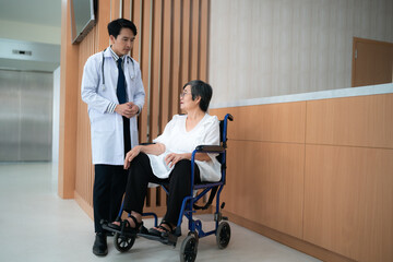 Doctor checking consultation with patient for checkup. work on healthcare paperwork and happiness of medical professional, checklist and report a results in hospital clinic, health insurance business