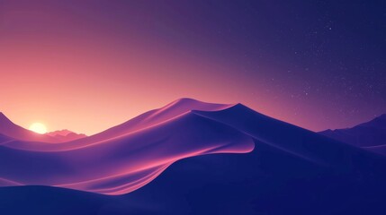 Sunset sunrise over a sand dune minimalistic wallpaper