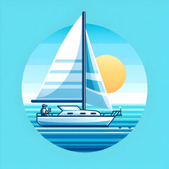 sailing boat on the sea sailboat  sail water  ship ocean  summer  skt travel,Ai generated 