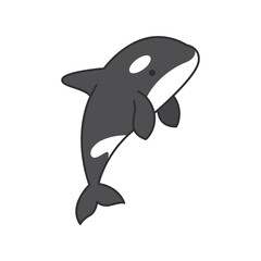 Killer whale icon in flat color style. Mammal killer whale