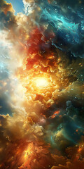 Obraz premium Celestial Cloudscape Art. Surreal cloudscape with a celestial colour palette, resembling outer space.