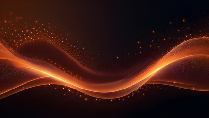 Fototapeta na wymiar Orange Particle Wave Background Abstract Banner