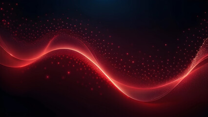 Fototapeta na wymiar Red Particle Wave Background Abstract Banner