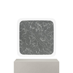 transparent background of ceramic block podium, in square marble curved shape rendering 3d
