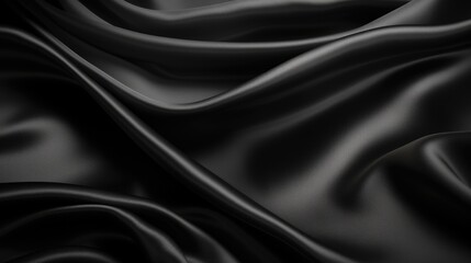 Luxurious, dark satin fabric with an elegant flow, captured in a mesmerizing close-up. Ai Generated.