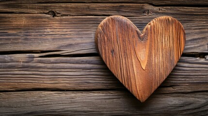 Wooden heart accentuates rustic brown backdrop, offering ample space for personalized text, Ai Generated.
