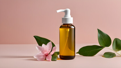 Obraz na płótnie Canvas bottle of skin care oil, eco-friendly, macap