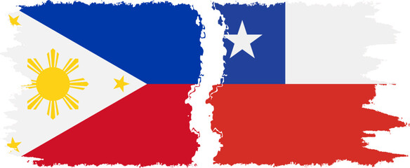 Chile and Philippines grunge flags connection vector