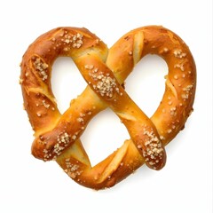 Warm Symbol of Love - Heart-Shaped Soft Pretzel on a White Background