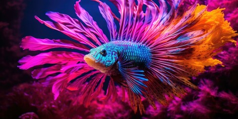 A colorful fish with bright colors. Generative AI.