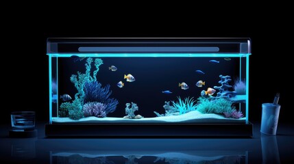 Voice activated home aquariums for aquatic enjoyment, solid color background