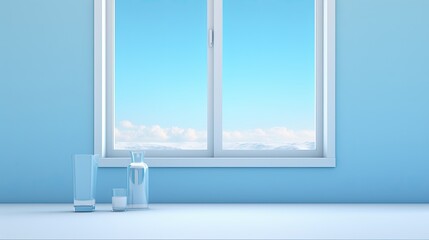 Fototapeta premium Voice controlled robotic window insulation for energy efficiency, solid color background