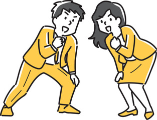 やる気を見せる若手男女社員