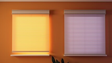 Remote controlled motorized blinds for energy efficiency, solid color background