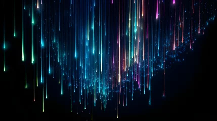 Foto op Plexiglas colorful glowing optical fiber geometric abstract lines poster background © JINYIN