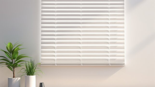 Remote controlled motorized blinds with scheduling options, solid color background