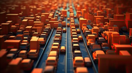 Obraz premium Predictive traffic flow optimization, solid color background