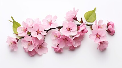 Fototapeta na wymiar Beautiful sakura cherry blossom flowers isolated on white background. Natural floral background. Floral design element