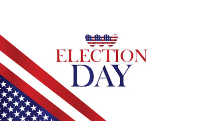 Election Day Text With Usa Flag And Blue Background Design