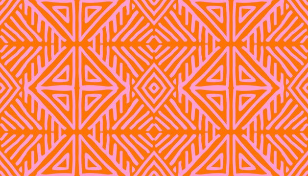 Hand drawn Batik pattern seamless. Geometric doodle abstract illustration, wallpaper. Tribal ethnic vector texture. Aztec style. Folk embroidery. Indian, Scandinavian, African rug, tile.