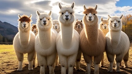 Llamas group in their natural habitat