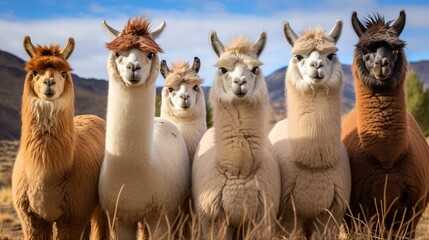 Fototapeta premium Llamas group in their natural habitat