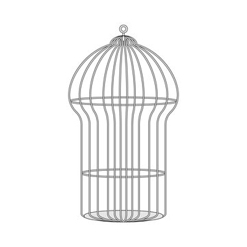hope bird cage cartoon vector illustration