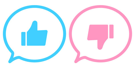 Obraz premium 水色とピンク｜グッドマークとバッドマークの吹き出し