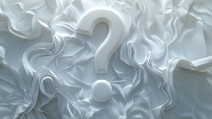 white question mark on a white silk background 