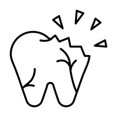 Broken tooth. Dental icon set - Line Icon